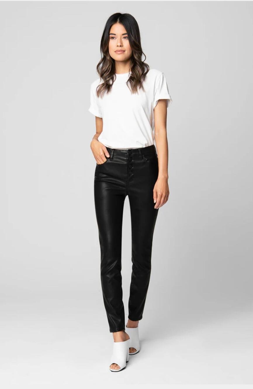 Blank NYC Womens 30 Black High Rise Faux Leather Button Fly Skinny Pants NEW
